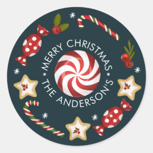 Candy Cane Christmas    Classic Round Sticker