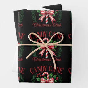 Candy Cane Christmas Club Squad Matching Winter  Wrapping Paper Sheet