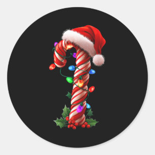 Candy Cane Christmas Design Boys Girls Kids Adults Classic Round Sticker