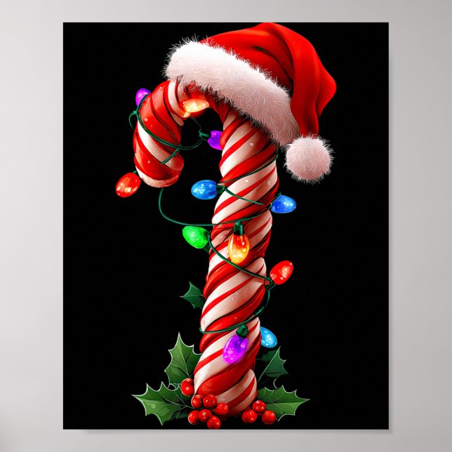 Candy Cane Christmas Design Boys Girls Kids Adults Poster (Front)