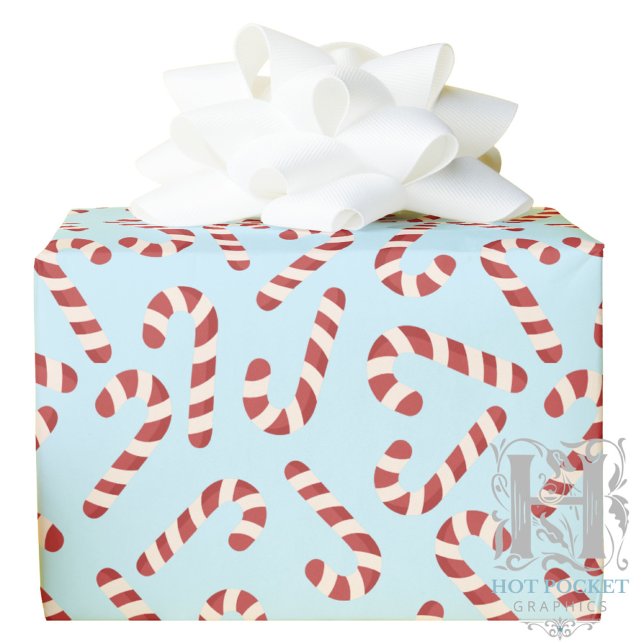 Candy Cane Christmas Gift Wrapping Paper - Blue (Creator Uploaded)