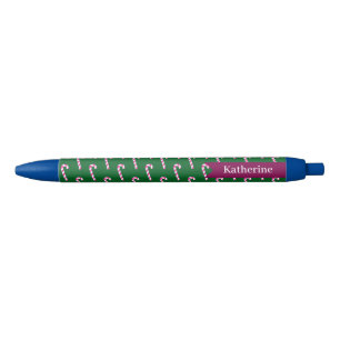Candy Cane Christmas Green Black Ink Pen
