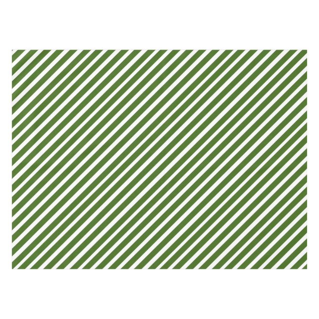 Candy Cane Christmas Green & White Striped Tablecloth (Front (Horizontal))