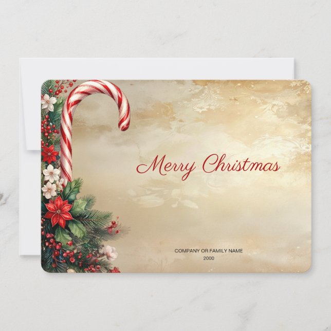 Candy Cane Christmas Holiday Card (Front)
