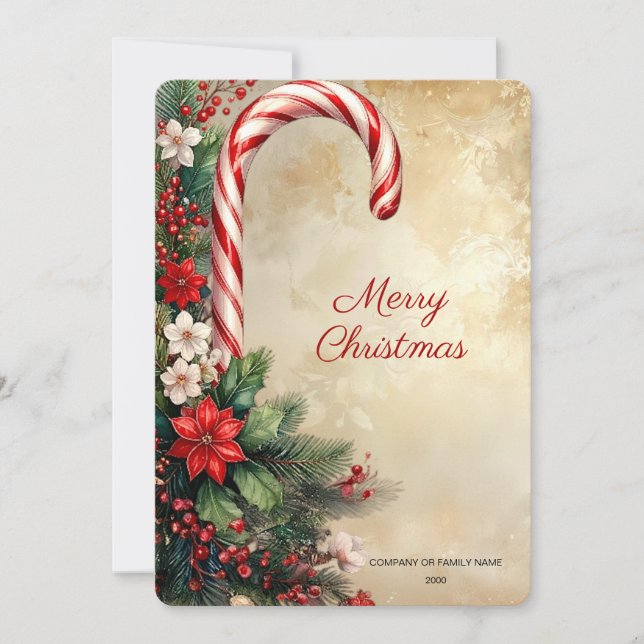 Candy Cane Christmas Holiday Card (Front)