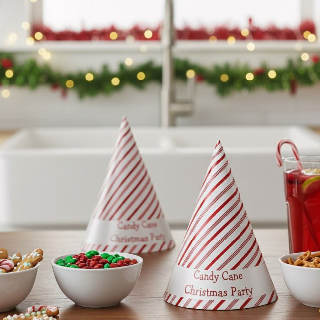 Candy Cane Christmas Holiday Paper Party Hat (Grab these easy, fun candy cane hats for instant festive cheer!)