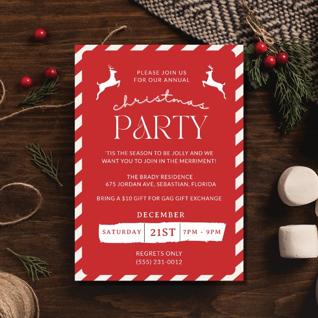 Candy Cane Christmas Holiday Party Invitation (Candy Cane Christmas Holiday Party Invitation)