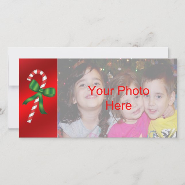 Candy Cane Christmas Holiday Photo Card Template (Front)