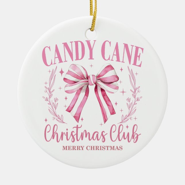 Candy Cane Christmas Keepsake Ceramic Tree Decoration (Front)