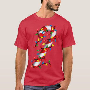 Candy Cane Christmas Lights Blue Green Red and Whi T-Shirt