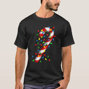 Candy Cane Christmas Lights Blue Green Red and Whi T-Shirt