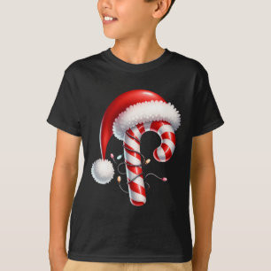 Candy Cane Christmas Lights Santa Hat Family Match T-Shirt