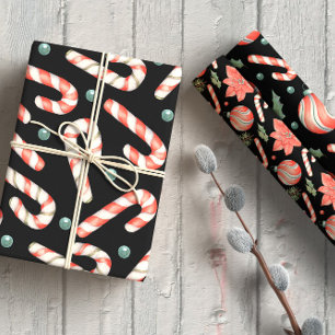 Candy Cane Christmas Ornament Red And Green Wrapping Paper Sheet