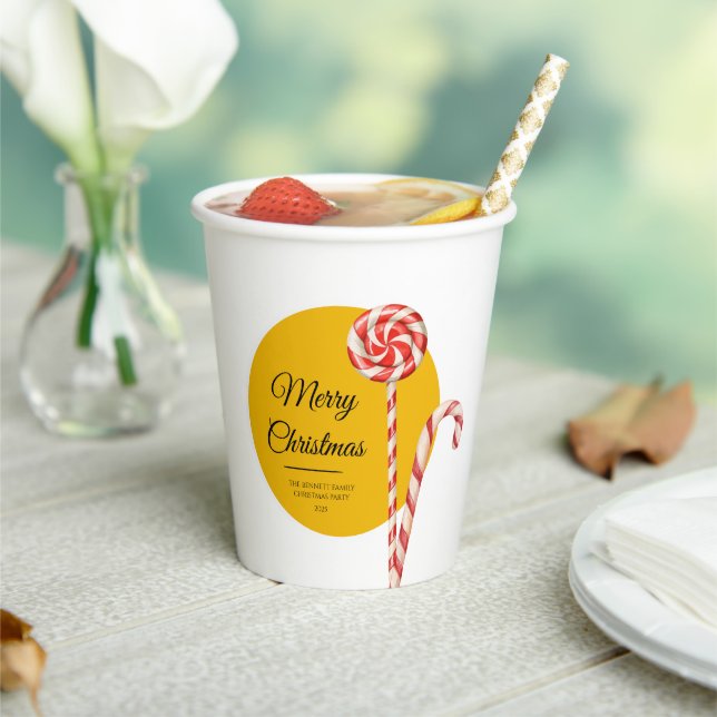 Candy Cane Christmas Paper Cups | Party Cups (Insitu)