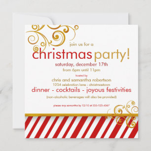 Candy Cane Christmas Party  Invitation