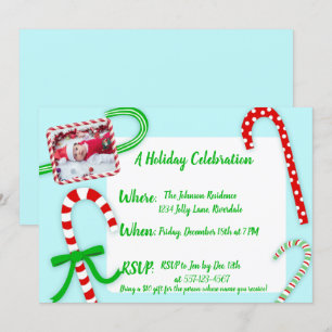 Candy Cane Christmas Party Invitation