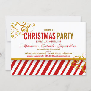 Candy Cane Christmas Party Invitation