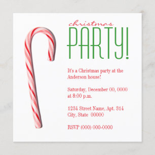 Candy Cane Christmas Party Invitations