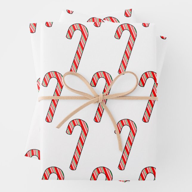 Candy Cane Christmas Pattern Wrapping Paper Sheet (In situ)