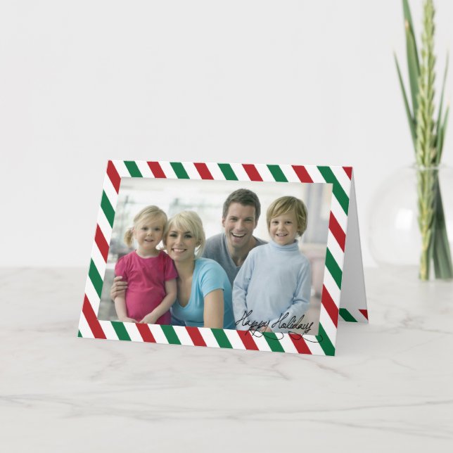 Candy Cane Christmas Photo Greeting Card (Front)