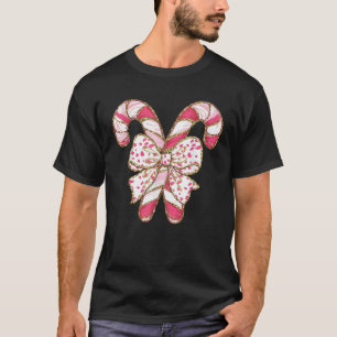 Candy Cane Christmas Pink Coquette Holiday Christm T-Shirt