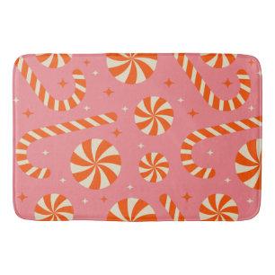 Candy cane Christmas retro pattern        Bath Mat