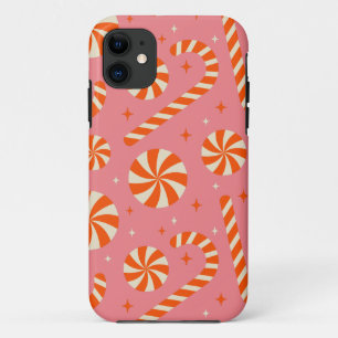 Candy cane Christmas retro pattern     iPhone 11 Case