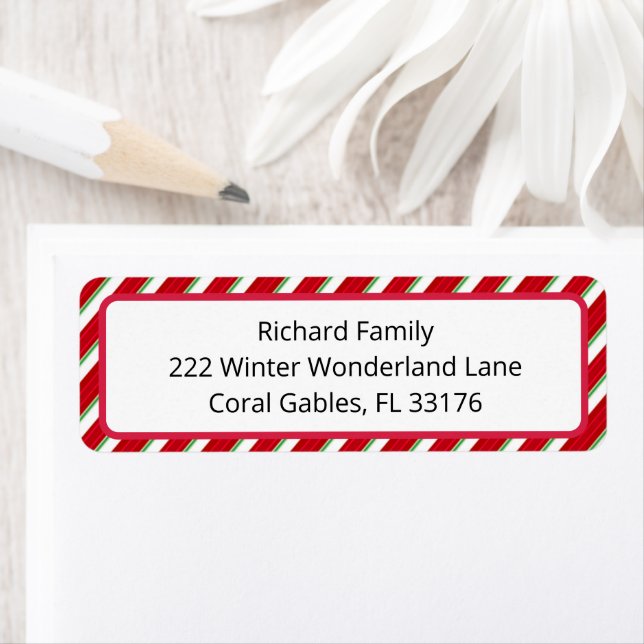 Candy Cane Christmas Return Address Label (Insitu)