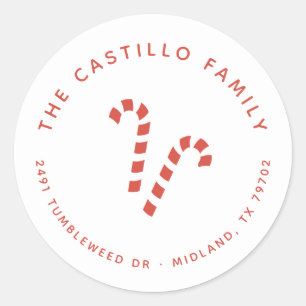 Candy Cane Christmas Return Address Sticker