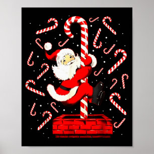 Candy Cane Christmas Santa Funny Lights Xmas Men W Poster