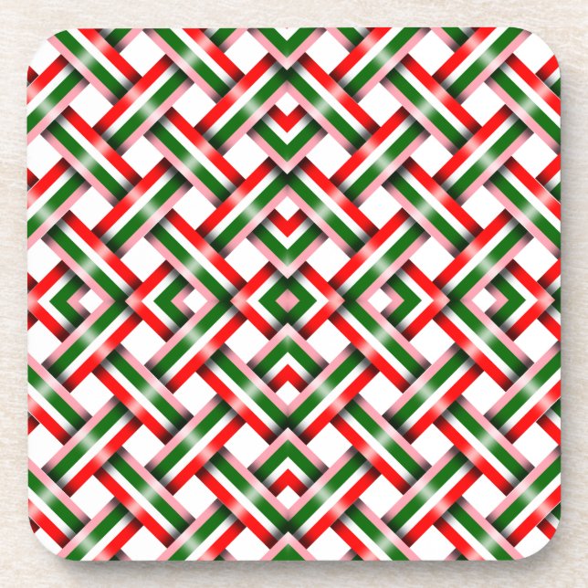 Candy cane Christmas seamless Flat Holiday Card Coaster (Front)