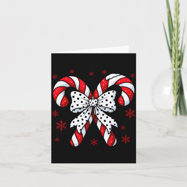 Candy Cane Christmas Season Girls Womens Retro Coq Card (Front)
