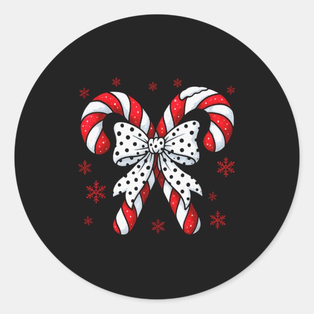 Candy Cane Christmas Season Girls Womens Retro Coq Classic Round Sticker (Front)
