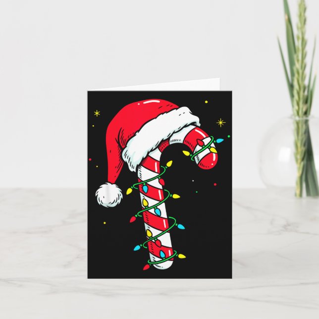 Candy Cane Christmas Shirt Santa Hat Family Matchi Card (Front)