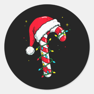 Candy Cane Christmas Shirt Santa Hat Family Matchi Classic Round Sticker