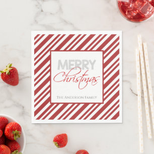 Candy Cane Christmas Stripe Custom Napkin