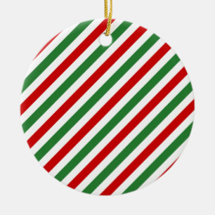 Candy Cane Christmas Stripes Red Green Ceramic Tree Decoration