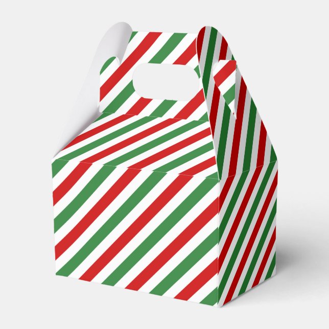 Candy Cane Christmas Stripes Red Green Favour Box (Back Side)