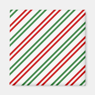 Candy Cane Christmas Stripes Red Green Magnet