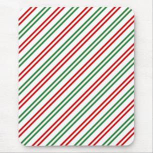 Candy Cane Christmas Stripes Red Green Mouse Mat