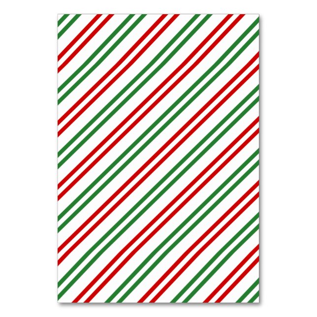 Candy Cane Christmas Stripes Red Green Table Number (Front)