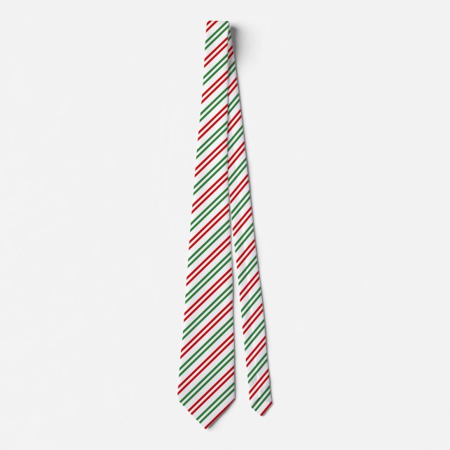 Candy Cane Christmas Stripes Red Green Tie (Front)