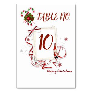 Candy Cane Christmas Table Number