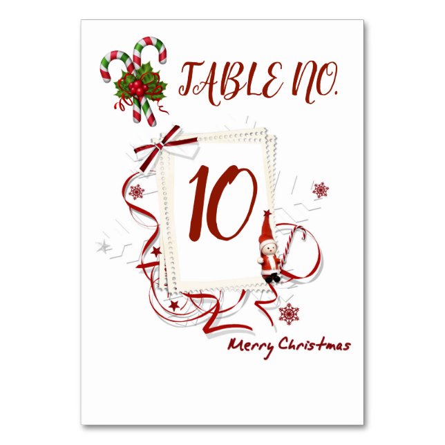 Candy Cane Christmas Table Number (Back)