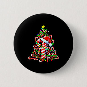 Candy Cane Christmas Tree Lights Santa 6 Cm Round Badge