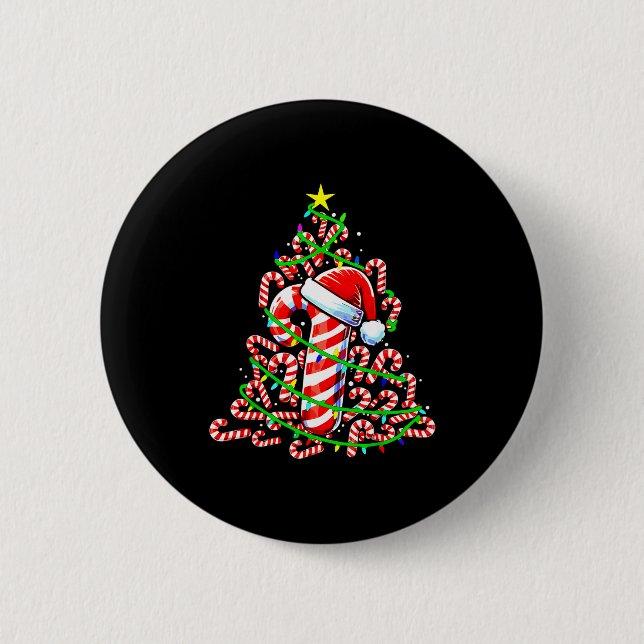 Candy Cane Christmas Tree Lights Santa  6 Cm Round Badge (Front)