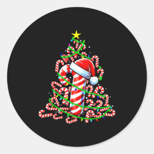 Candy Cane Christmas Tree Lights Santa  Classic Round Sticker