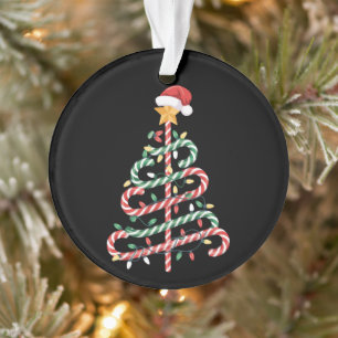 Candy Cane Christmas Tree Lights Santa Hat Xmas Ornament