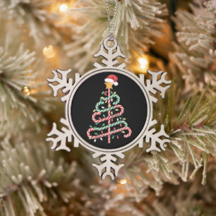 Candy Cane Christmas Tree Lights Santa Hat Xmas Snowflake Pewter Christmas Ornament
