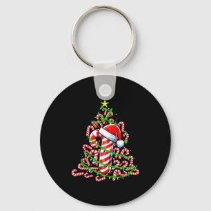 Candy Cane Christmas Tree Lights Santa  Key Ring
